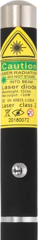 Groene laserpen X1 – close-up van het waarschuwingslabel met de laserklasse