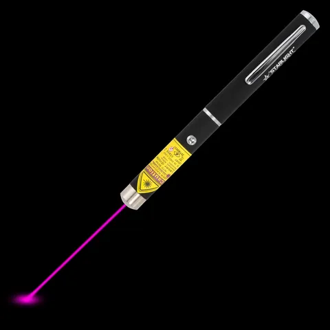 Violette laserpen Z1 met zichtbare laserstraal in het donker